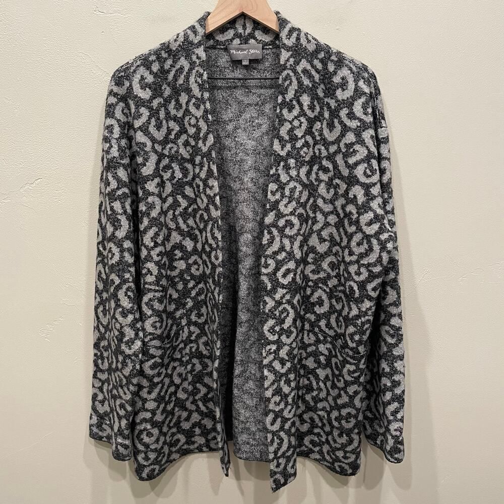 Michael Stars Classic Leopard Print Cardigan Sweater - Size: Large